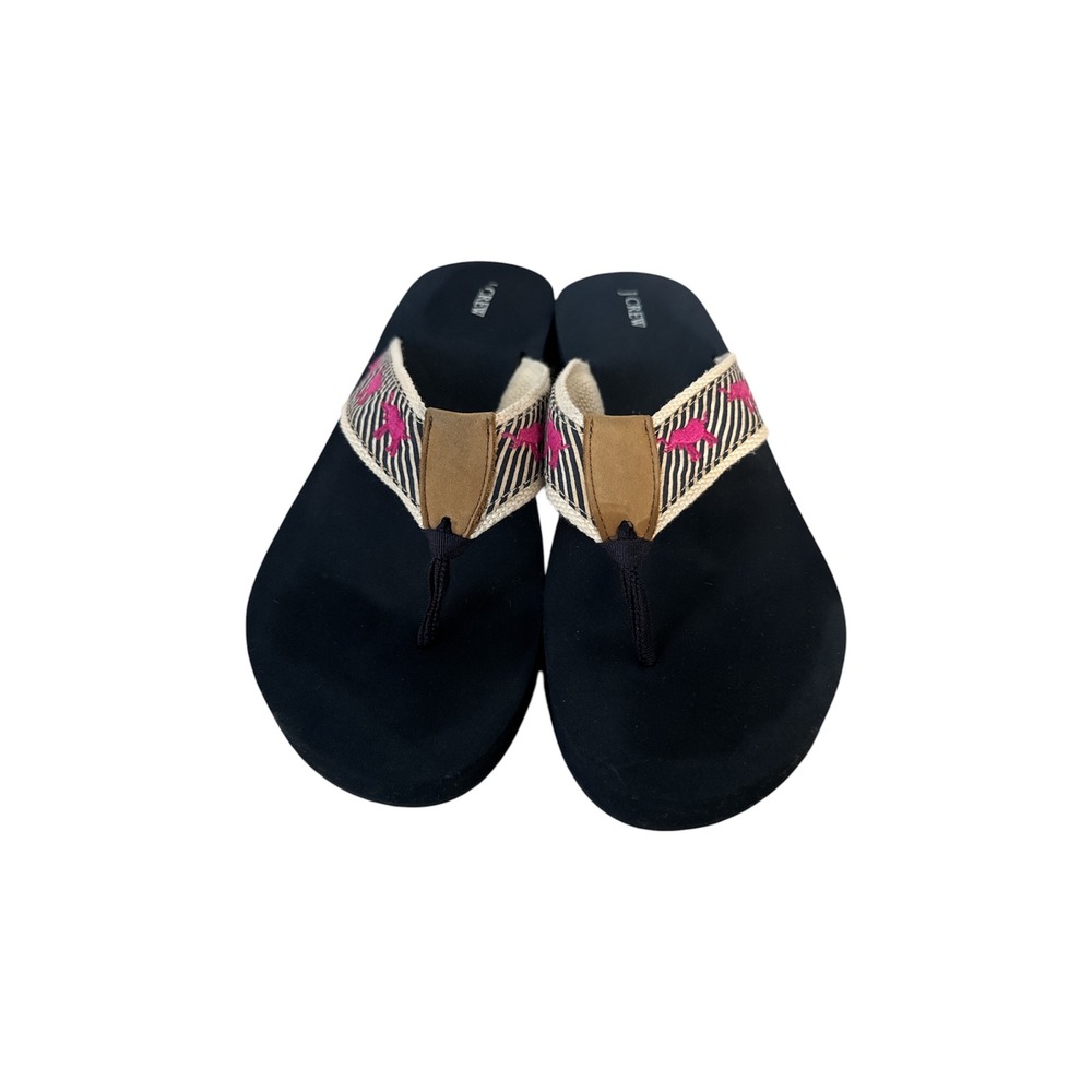 J.Crew Navy Pink Lobster Striped Platform Flip Flop Sandals Women